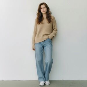 Pistola | Waffle Knit Distressed Sweater S Tan P2003HCS-STW Cotton Pullover
